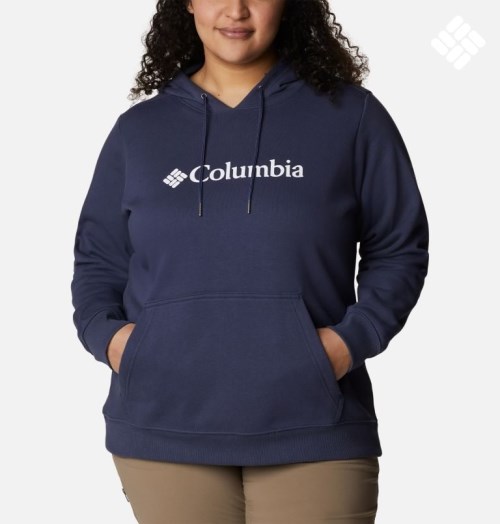 Women's Columbia Logo Hoodie Navy | Plus Size CA-F653C